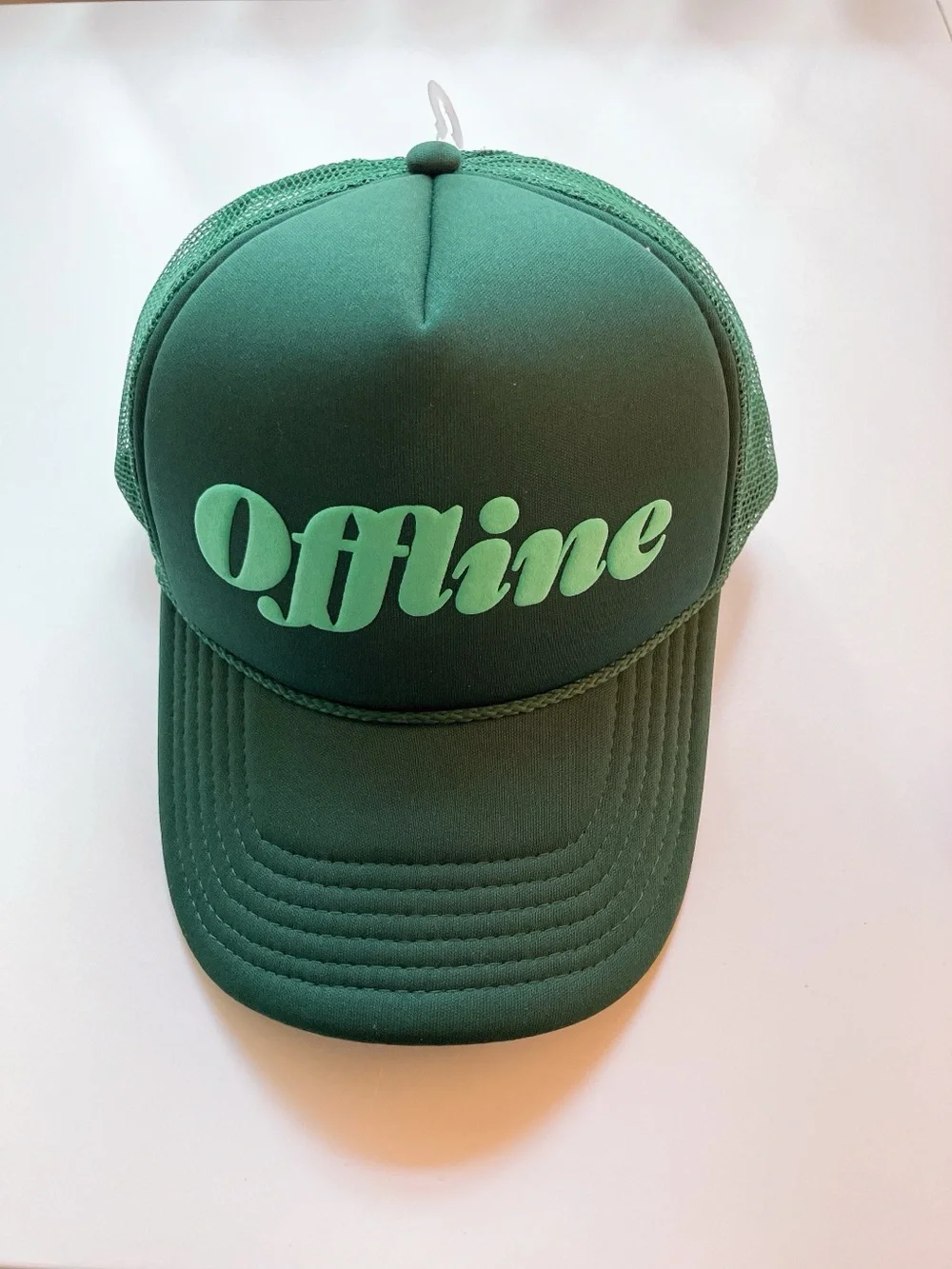 OFFLINE Green Women’s Trucker Hat Bubble Lettering {Aerie-Vibes}